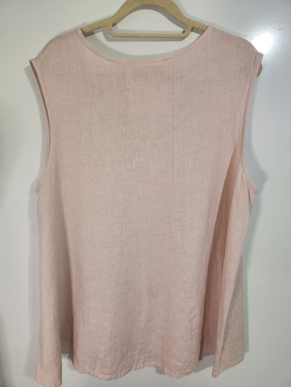 Bryn Walker Linen Light Pink Sleeveless Top, Size XL - Picture 6 of 8